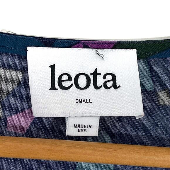 Leota Women’s Maternity Size Small Kelsey Blue Geometric Print Drop Waist Dress - Picture 4 of 10